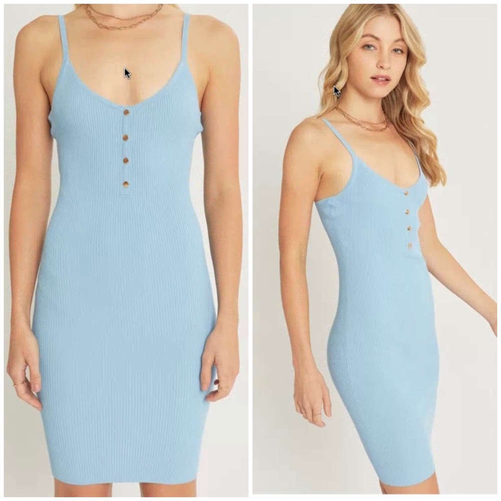 #82 Ribbed Sky blue Dress